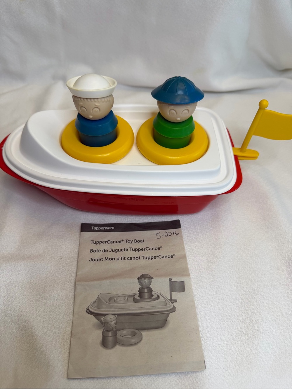 Vintage Tupperware Tuppercanoe Toy Boat Complete Set Retro Bath Toy